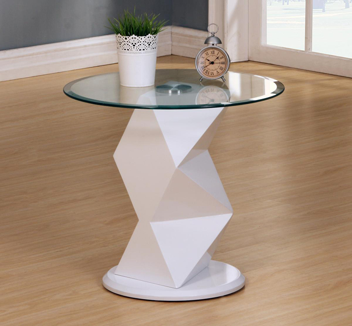 Rowley White/Black High Gloss Glass Top Lamp Table